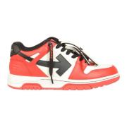 Off White Röd Svart Läder Sneakers Orange, Herr