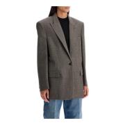 Stella McCartney Houndstooth Single-Breasted Blazer Gray, Dam