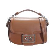 Armani Exchange Dam Faux Läder Axelväska Brown, Dam