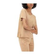 Juvia Klassisk Velvet T-shirt Kamel Brown, Dam