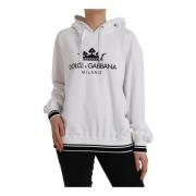 Dolce & Gabbana Elegant Logo Hoodie Pullover Sweater White, Dam