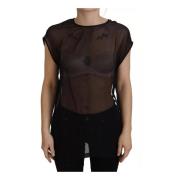 Dolce & Gabbana Svart Mesh Transparent Blus Pullover Black, Dam