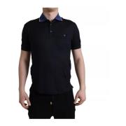 Dolce & Gabbana Silke Krage Polo T-shirt Marinblå Blue, Herr