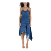 JW Anderson Sliten Denim Midi Klänning Blue, Dam