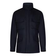 Boglioli Blå Ull Kashmir Field Jacket Blue, Herr