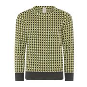 Skovhuus Check O-Neck Pullover Blouse Oasis Yellow, Dam