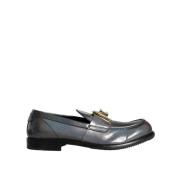 Dolce & Gabbana Silver Logo Slip On Loafers Gray, Herr