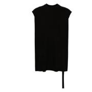 Rick Owens Svart Jersey Ärmlös Crew Neck T-shirt Black, Herr