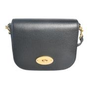 Mulberry Svart läder Darley Satchel väska Black, Dam