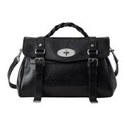 Mulberry Alexa High Shine Läder Satchel Black, Dam