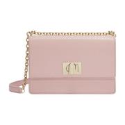 Furla Strukturerad Läder Crossbody Väska med Kedjeinsatser Pink, Dam