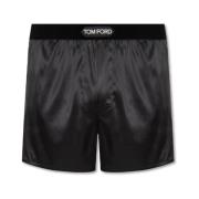 Tom Ford Sidensboxershorts med logotyp Black, Herr