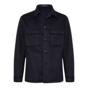 Boggi Milano Link Shirt Jacket Blue, Herr