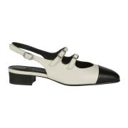 Carel Svart Dubbelrem Slingback Skor Beige, Dam