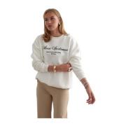 Aim'n Mysig Heritage Sweatshirt med Ribbade Detaljer White, Dam