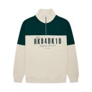 Woodbird Casual Half Zip Sweatshirt White, Herr