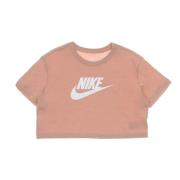 Nike Ikonisk Crop Tee i Rose Whisper/Vit Pink, Dam