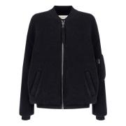 Laneus Oversized Bomber Jacket I Bouclé Merinoull Black, Dam