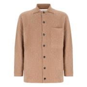 Laneus Oversized Mohair Wool Knit Shirt Brown, Herr