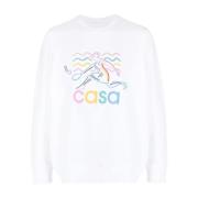 Casablanca Vit Bomull Logo Sweatshirt Aw23 White, Herr