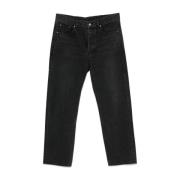 Saint Laurent Svart Blekt Denim Wide Fit Jeans Black, Herr