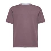 Brunello Cucinelli Herr Svart Bomull T-shirt med Rund Halsringning Pur...