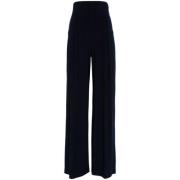 Norma Kamali Navy Blue Wide Palazzo Trousers Blue, Dam