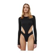 Amazuin Djup Svart Body Top för Kvinnor Black, Dam