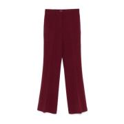 Alberto Biani Bordeaux Straight Byxor Crepe Tyg Red, Dam