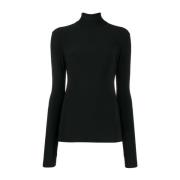 Norma Kamali Svart Slim-Fit Turtleneck Tröja Black, Dam