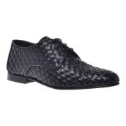 Baldinini Lace-up in black woven leather Black, Herr