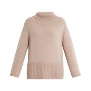 Marina Rinaldi Elegant Ullstickad Tratt Hals Tröja Beige, Dam