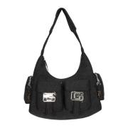 Gaëlle Paris Denim Hobo Cargo Väska med G Spännen i Svart Black, Dam