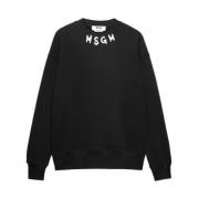 Msgm Svart Jersey Logo Tröja Black, Herr