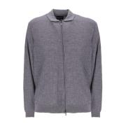 Emporio Armani Grå Ull Zip Cardigan Sweater Gray, Herr