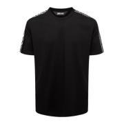 Just Cavalli Svart Bomull T-shirt med Logoband Black, Herr