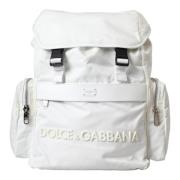 Dolce & Gabbana Vit Nylon-Gummi-Logo Ryggsäck Väska White, Unisex