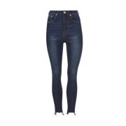 One Teaspoon Högmidjade mörkblå skinny jeans Blue, Dam