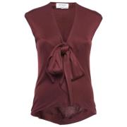 Yves Saint Laurent Vintage Pre-owned Stickat toppar Red, Dam