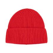 MC2 Saint Barth Stickad Beanie Mössa med Logotyp Dekoration Red, Dam