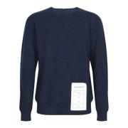 Amaránto Klassisk Ull Crew Neck Tröja Blue, Herr