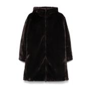 Save The Duck Yelena Faux Fur Hooded Jacket Brun Black, Dam