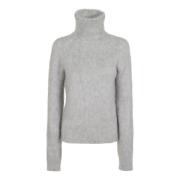 Max Mara Grå Mock Neck Alpaca Sweater Gray, Dam