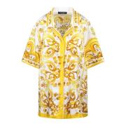 Dolce & Gabbana Silkesskjorta med Majolica-tryck Yellow, Dam