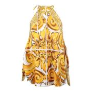 Dolce & Gabbana Majolica-print halterneck top Yellow, Dam