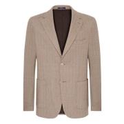 Boggi Milano Herringbone Jersey Blazer Style Cernobbio Beige, Herr