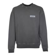 Msgm Antracit Crewneck Sweater Gray, Herr