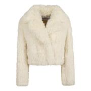 Stand Studio Lyxig Faux Fur Shearling Jacka White, Dam