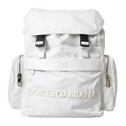 Dolce & Gabbana Logo Ryggsäck med Kalvskinn Detaljer White, Herr