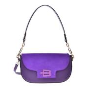 Baldinini Shoulder bag in purple suede and leather Purple, Dam